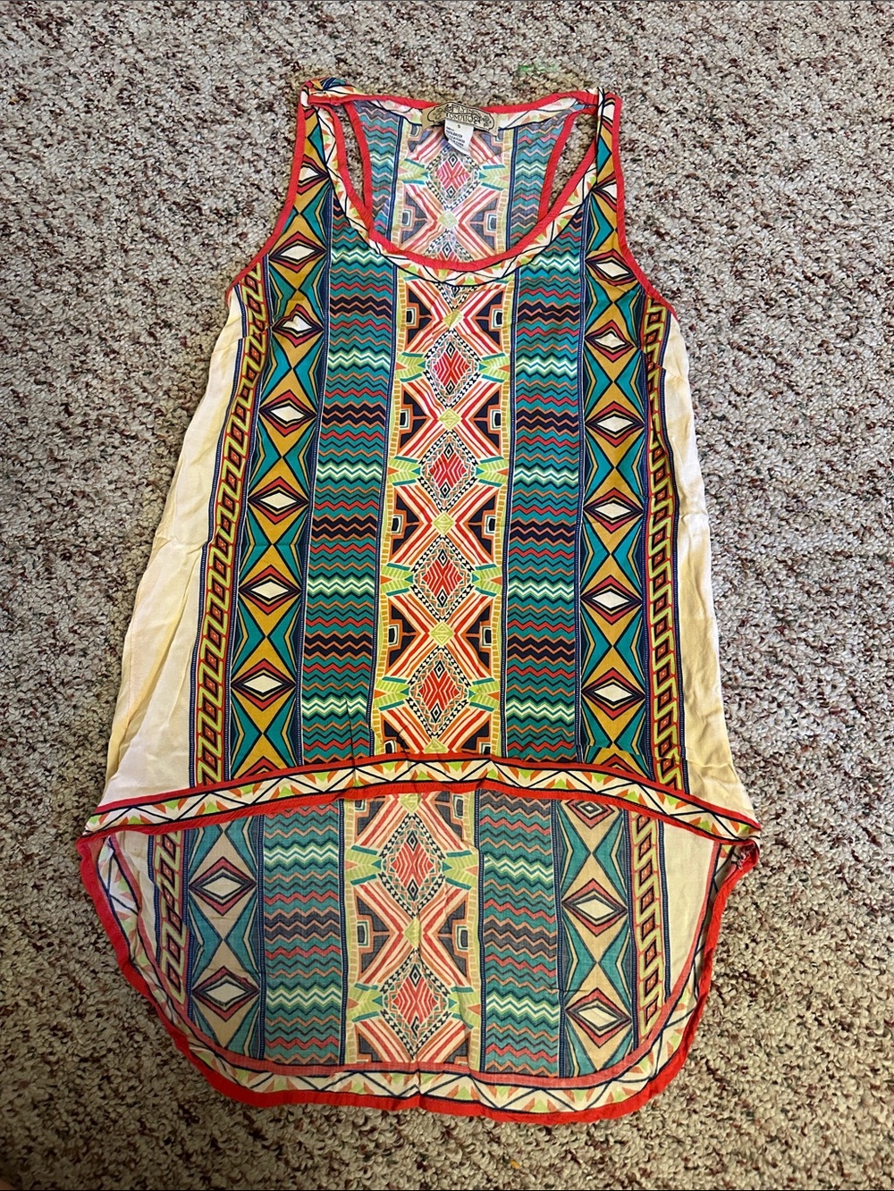 Flying Tomato Multicolor Tribal Tank with Coral Trim